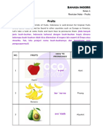 Revision Note Bahasa Inggris Kelas 1 Fruits 1