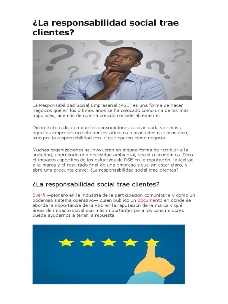 RSE: ¿Atrae Clientes y Lealtad? | PDF | Responsabilidad social ...