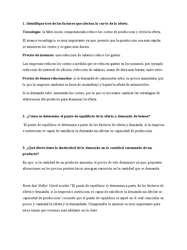 Factores que Afectan la Oferta | PDF | Oferta y demanda | Oferta (economía)