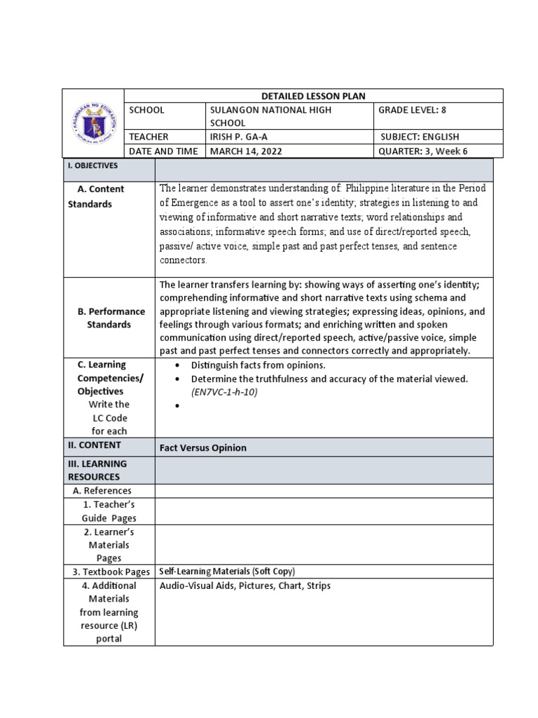 Facts Versus Opinion Pdf Truth Philippines
