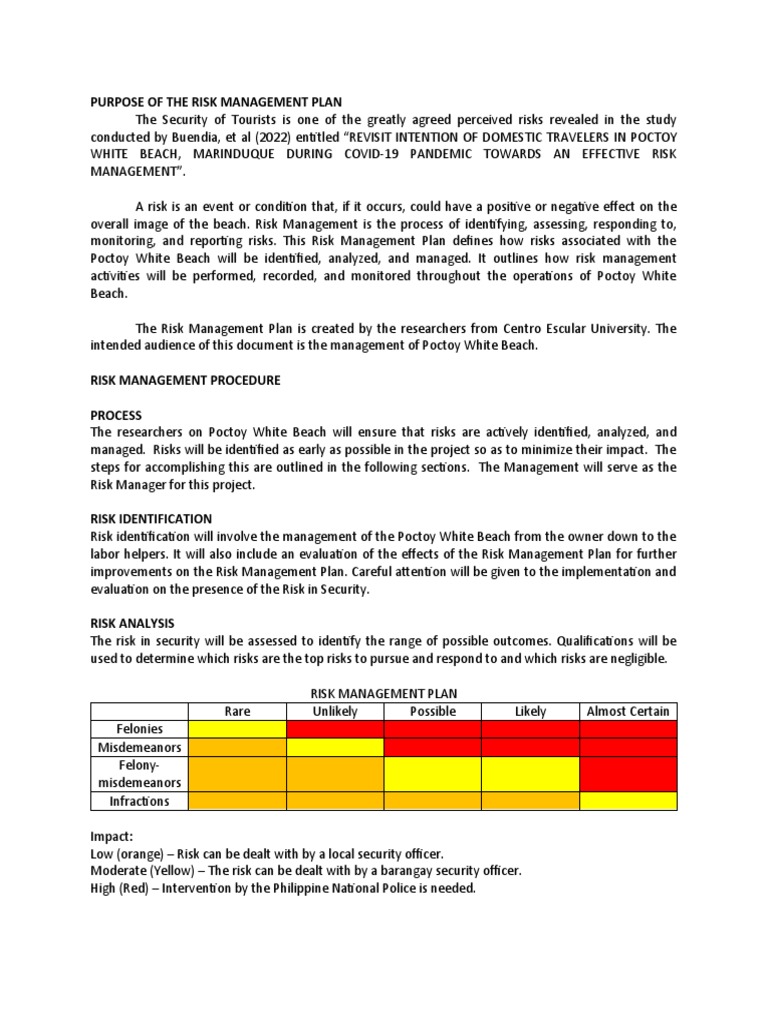 Risk Management Plan | PDF | Risk | Risk Management