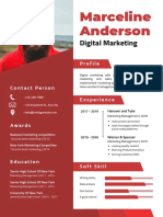 Red Professional Digital Marketing Simple Resume