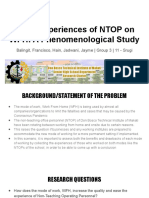 Lived Experiences of NTOP on WFH
