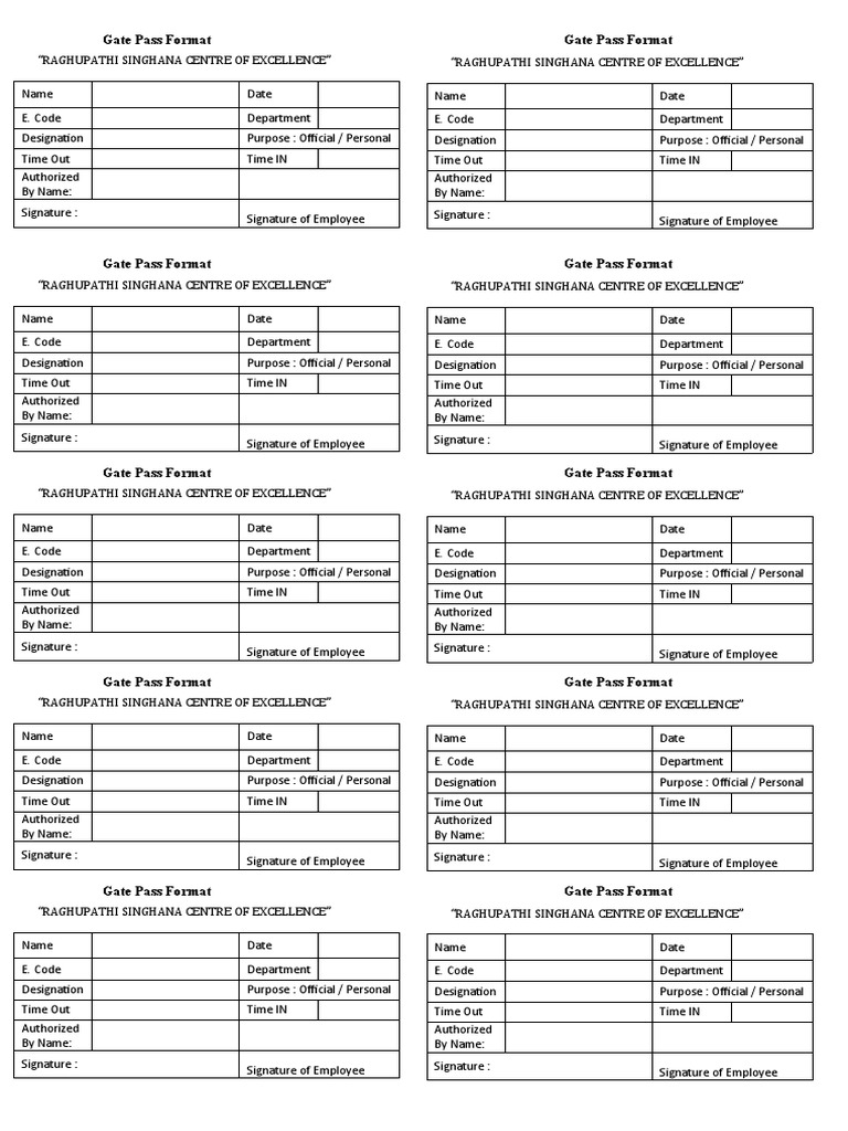 Gate Pass PDF