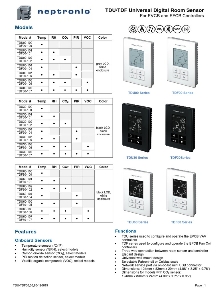 Neptronic Digital Room Sensor Guide | PDF | Thermostat | Humidity