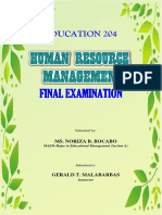 Noriza B. Bocabo - Final Exam in Human Resource Management