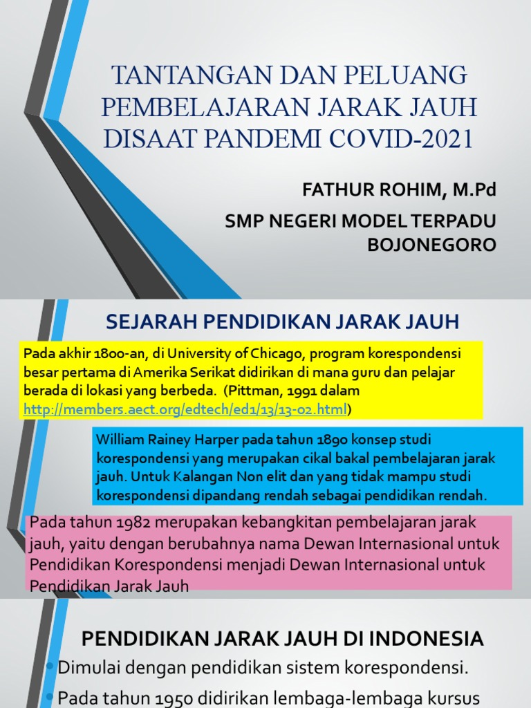 Tantangan Dan Peluang Pembelajaran Jarak Jauh Disaat Pandemi | PDF ...