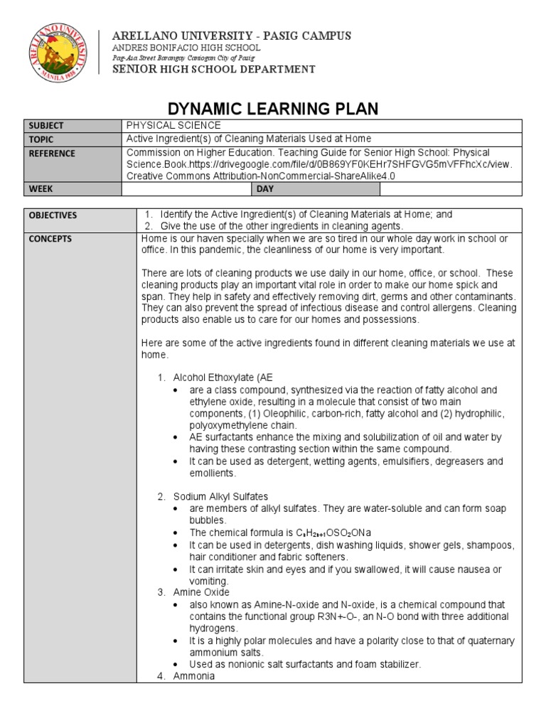 LESSON 10 Active Ingredients PDF Surfactant Ethanol