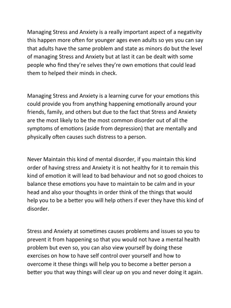 Managing Stress and Anxiety | PDF