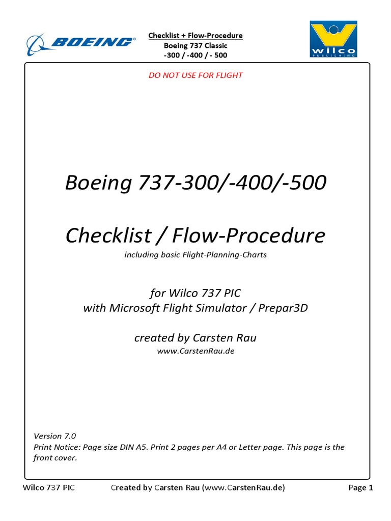 737 Classic Checklist & Procedures | PDF | Transport | Aircraft