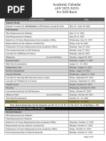 Academic - Calendar - 2022-2023 - 2020 Batch