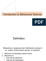 Introduction To Behavioural Science