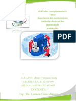 Actividad Complementaria. Tema: Importancia Del Mantenimiento Industrial Dentro de Los Procesos de Producción.