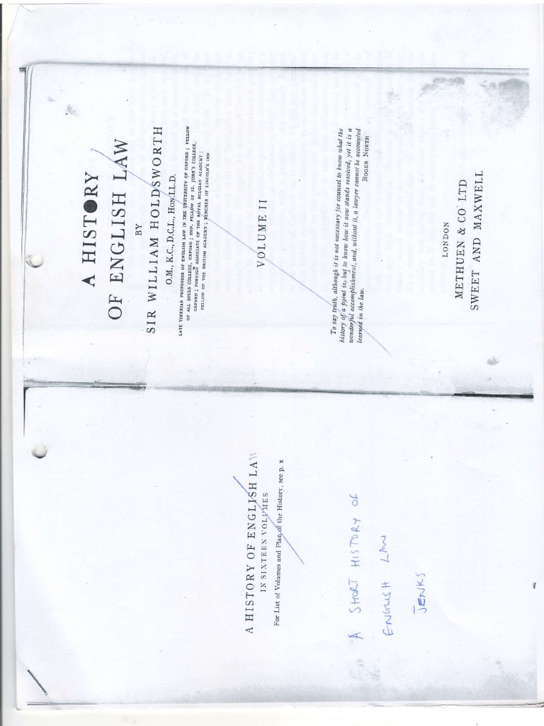 A History of English Law - 1 | PDF