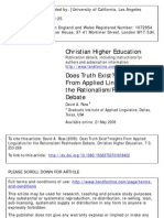 Christian Higher Education: To Cite This Article: David A. Ross (2008) : Does Truth Exist? Insights From Applied