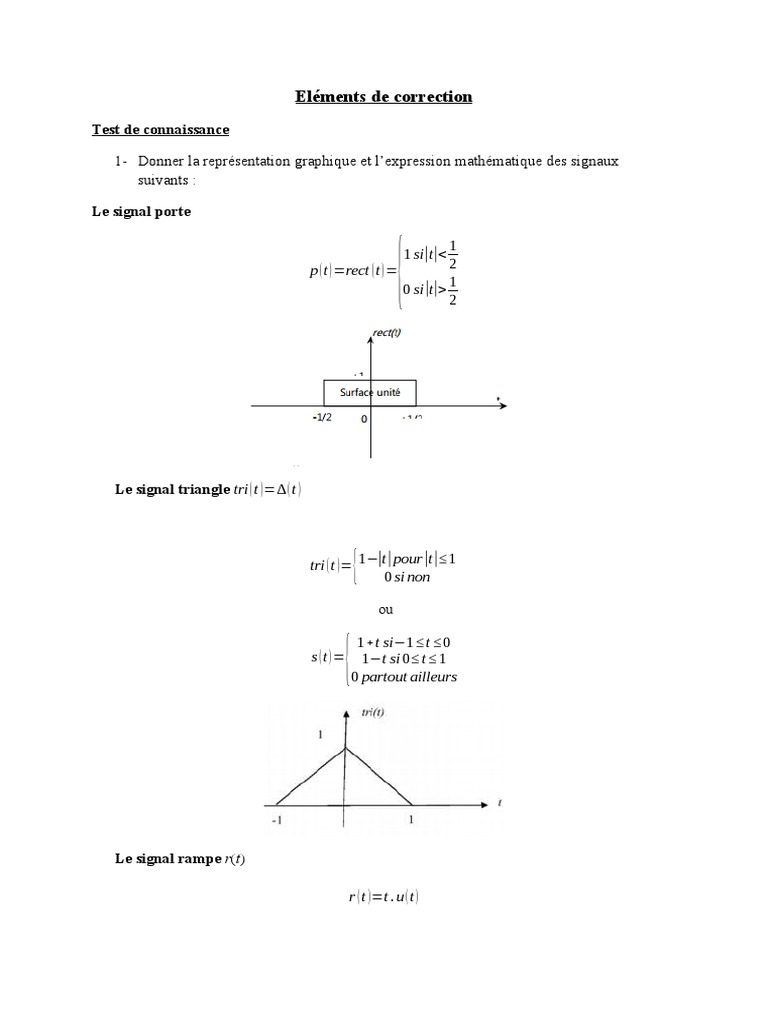 Signaux et Transformées de Fourier en Traitement du Signal | PDF ...