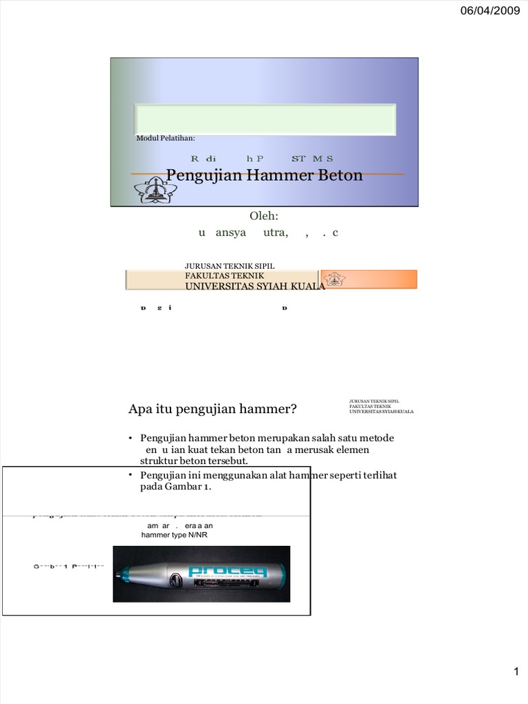 Pengujian Hammer Beton: Metode & Data | PDF