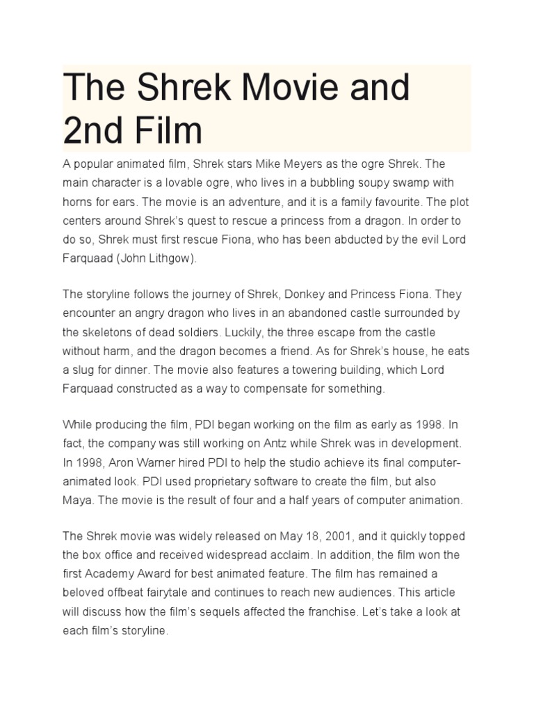 Shrek Movie Overview and Sequels | PDF
