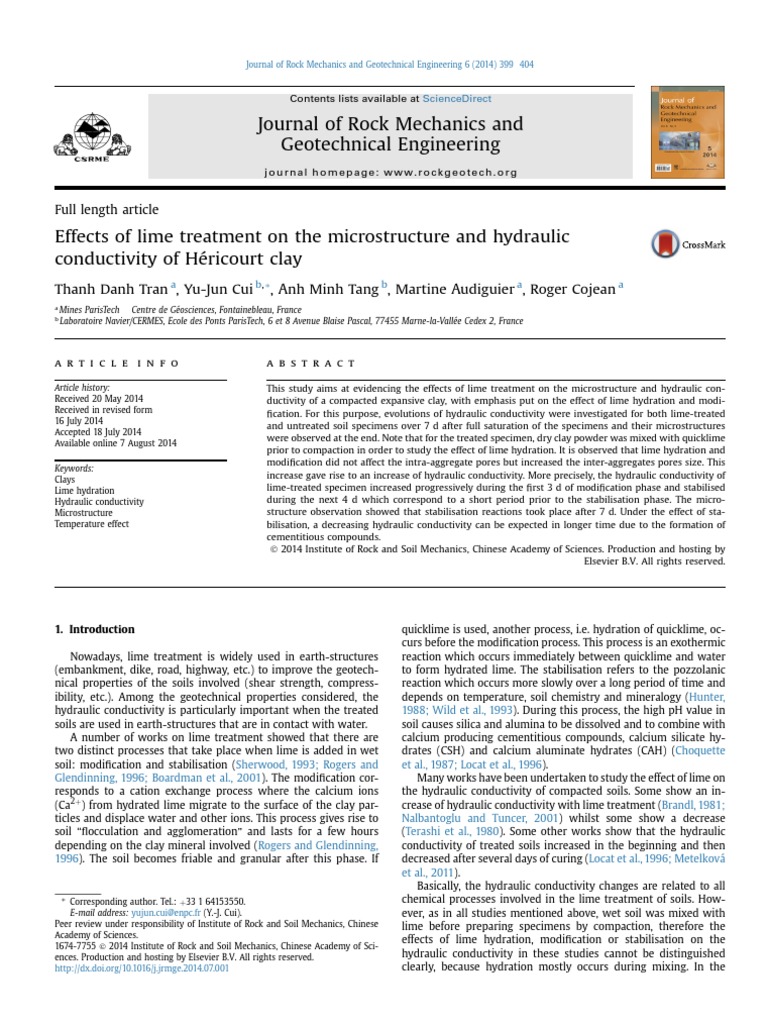 Effects of Lime Treatment On The Microstructure and Hydraulic