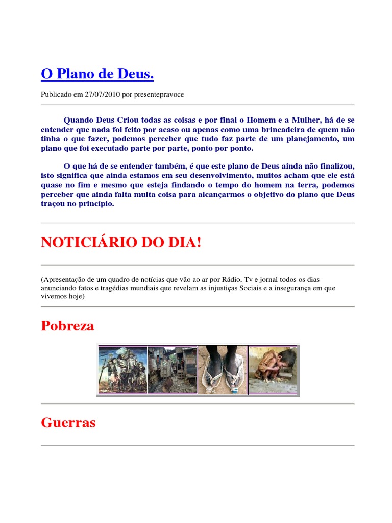 Ecc 01 O Plano De Deus Pdf Jesus Amor