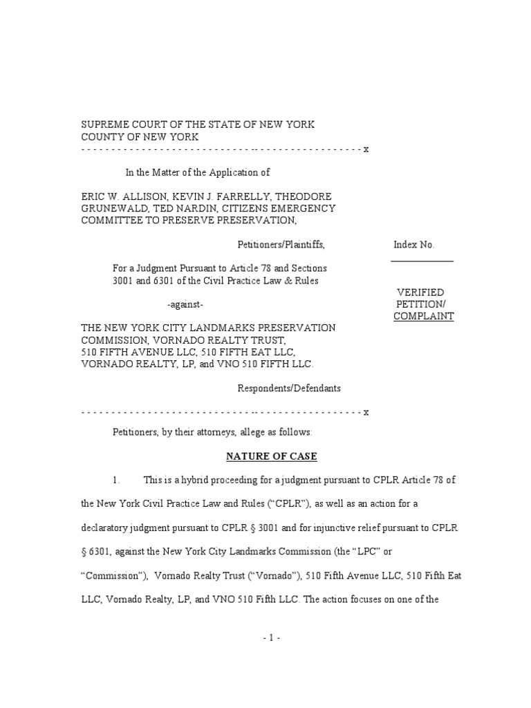 Verified Petition | Injunction | Wall