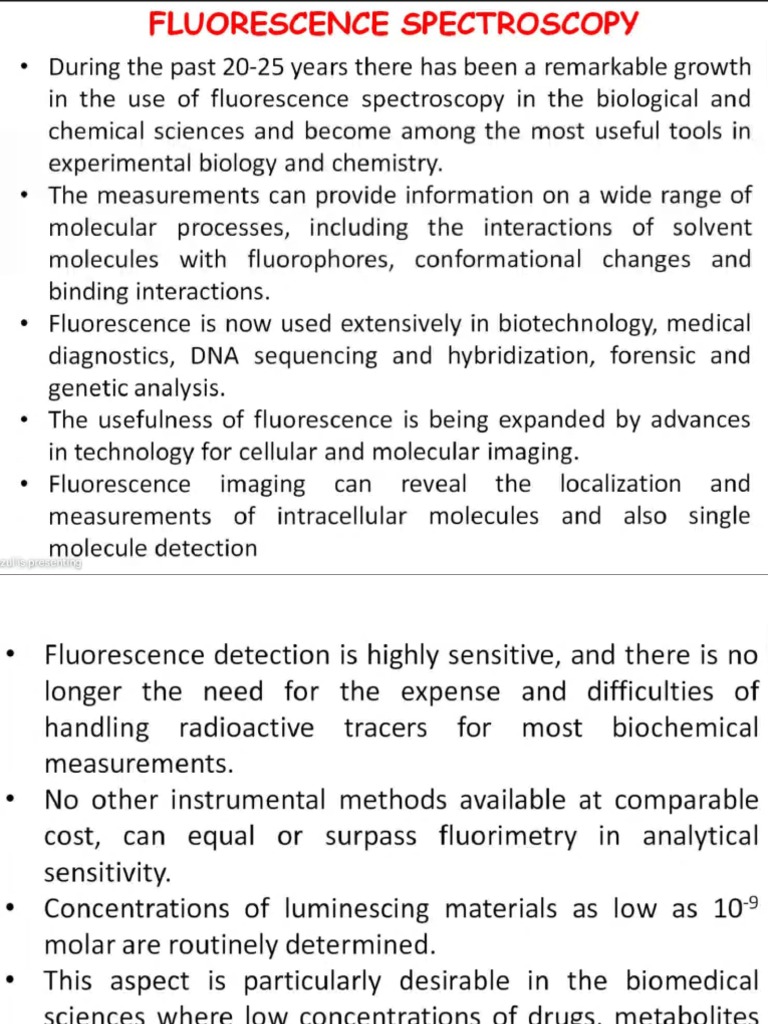 Biochemistry Fluroscence Spectroscopy 27Jan2022 PDF Fluorescence Emission Spectrum