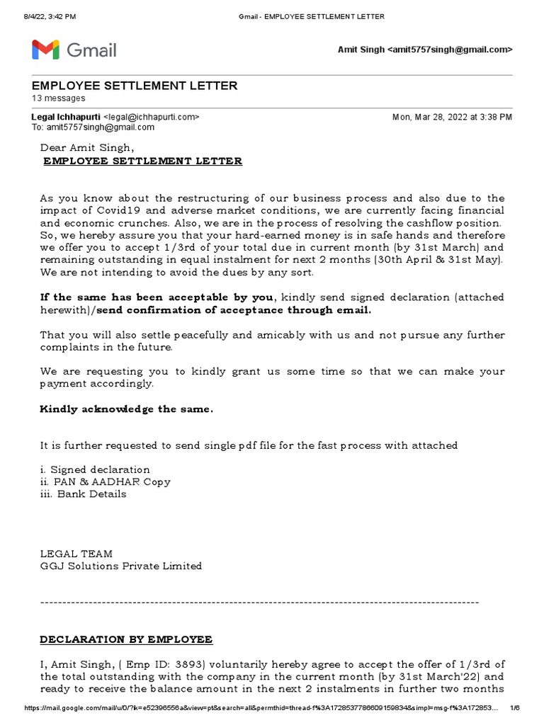 GMAIL SETTLEMENT intelligence overview