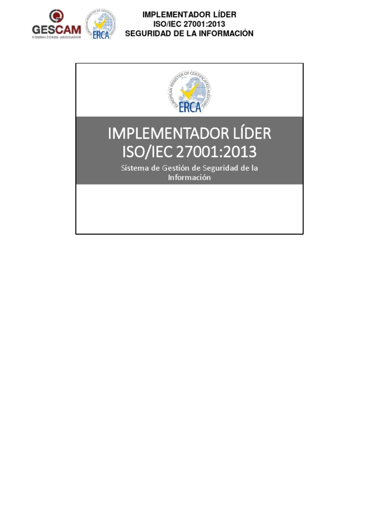Implementador Lã - Der Iso 27001 | PDF | Organización internacional ...