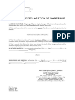 Affidavit of Declaration of Ownership