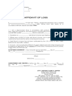 Affidavit of Loss (Driver's License)