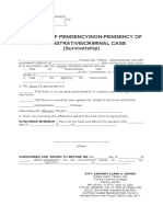 AFFIDAVIT of Pendency or Non-Pendency of Administrative or Criminal Case
