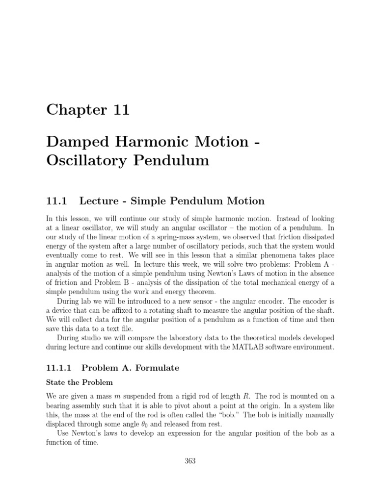 Week 11 PDF Damping Oscillation