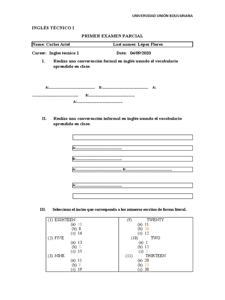 Examen Parcial Inglés Técnico I | PDF | Ajedrez