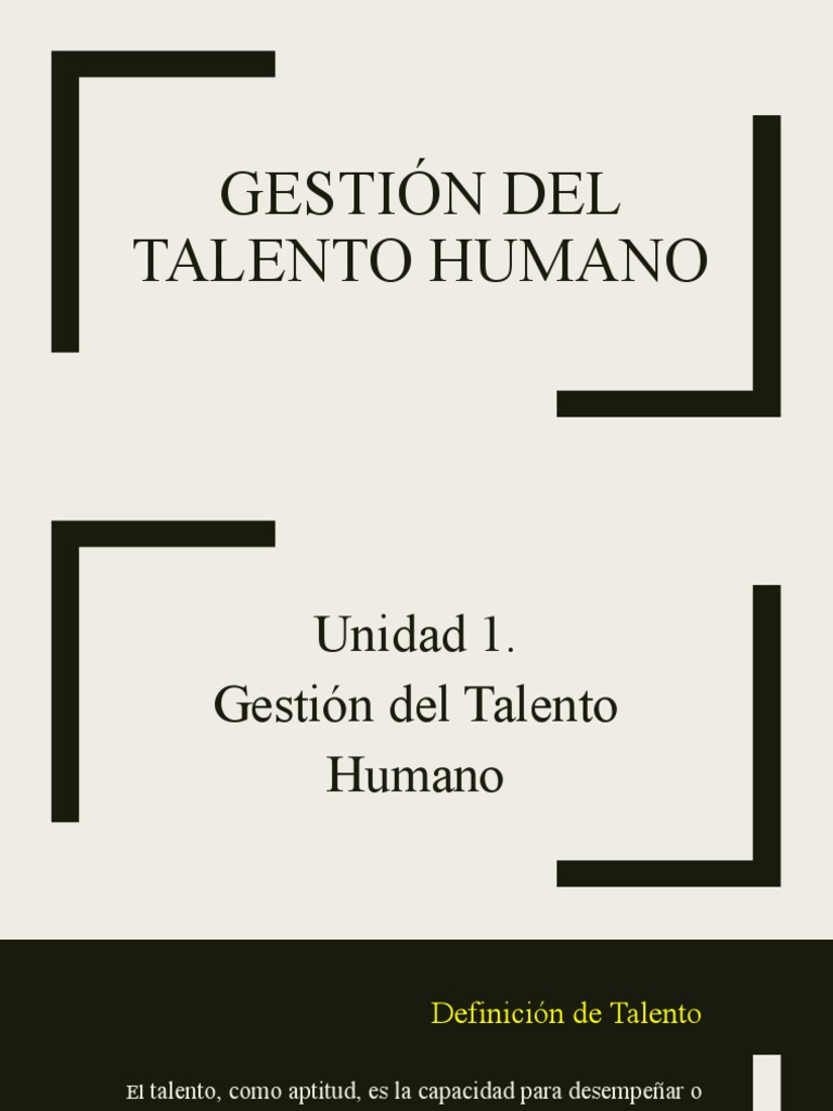 Unidad 1 Gestión Del Talento Humano | PDF | Gestión de recursos humanos ...