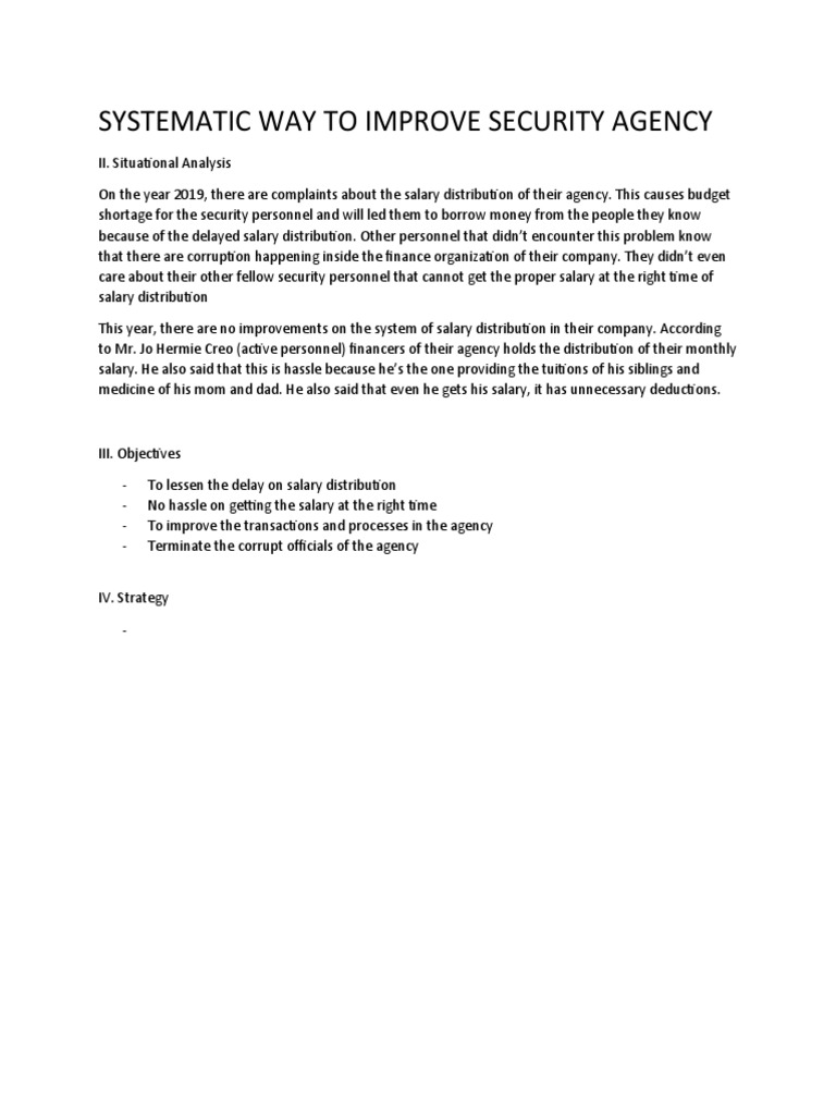 Systematic Way To Improve Security Agency | PDF | Business