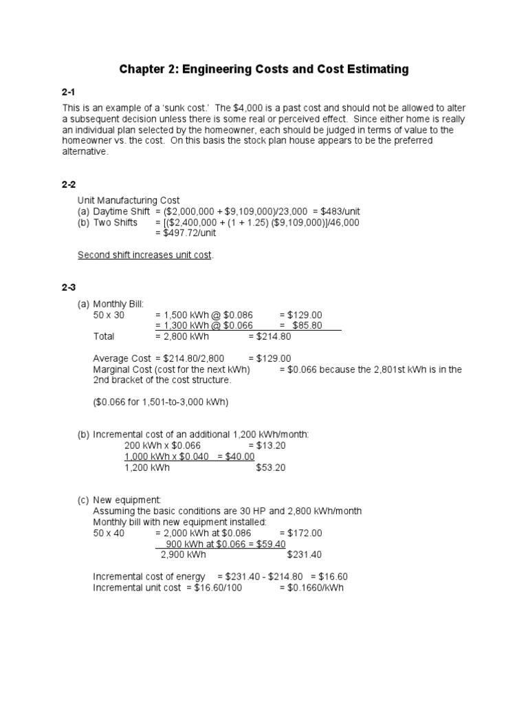 Chapter 2: Engineering Costs and Cost Estimating | PDF