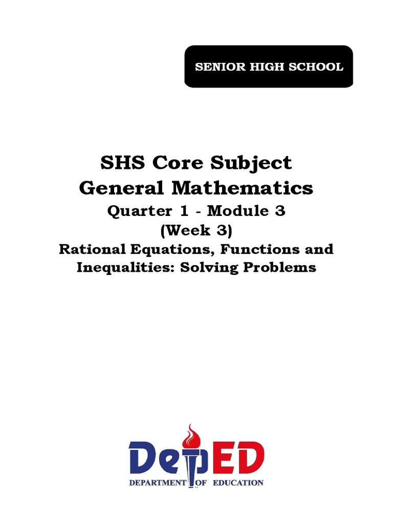 Gen Math - Q1 - WK 3 - Module 3 - Rational Equations Functions and ...