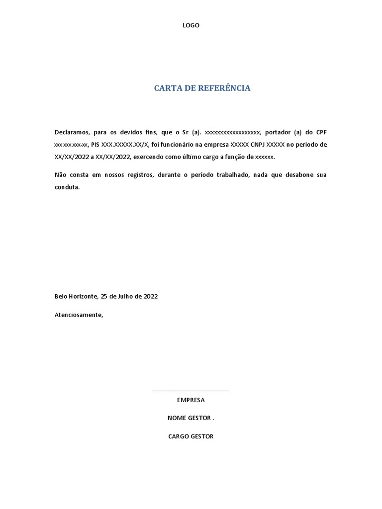 Carta de Referência para Funcionário | PDF