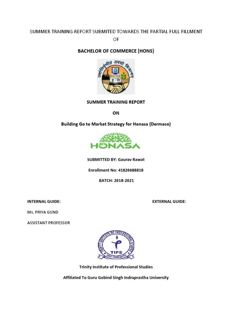Summer Training Report B.com Hons GGSIPU | PDF | Survey Methodology ...