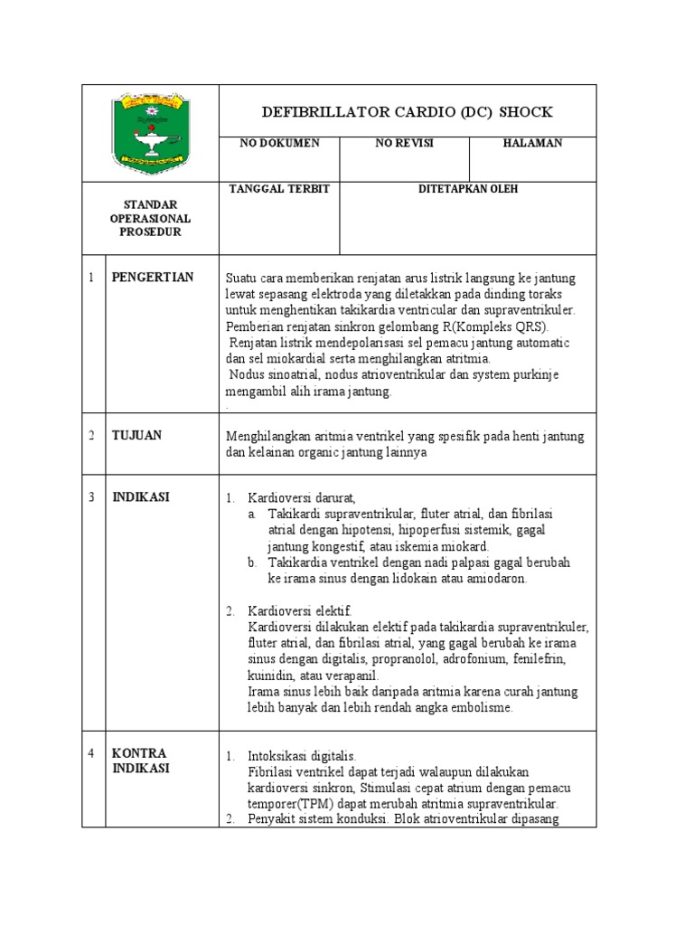 Prosedur DC Shock untuk Aritmia Jantung | PDF