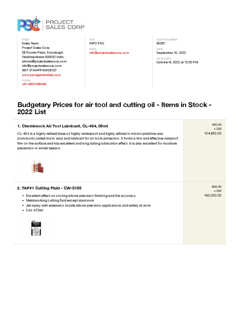 Stock - Cutting Oils | PDF | Materials | Metals