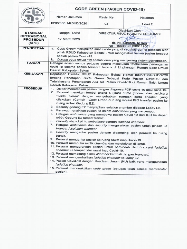 SOP Code Green Revisi 3 PDF