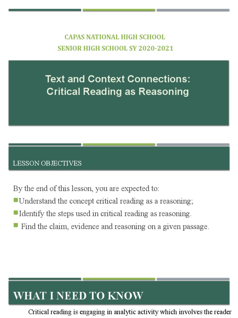 Critical Reading Skills Guide | PDF | Reason | Argument