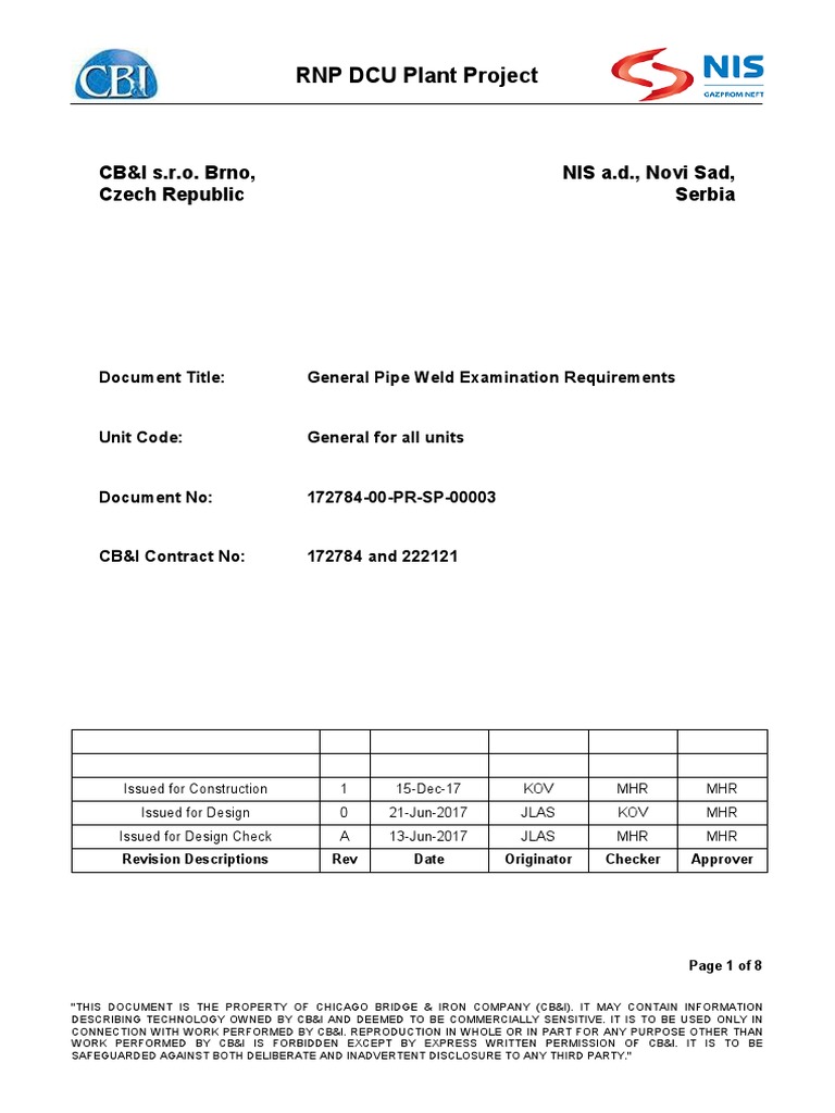 Pipe Weld Examination for RNP DCU Project | PDF | Nondestructive ...