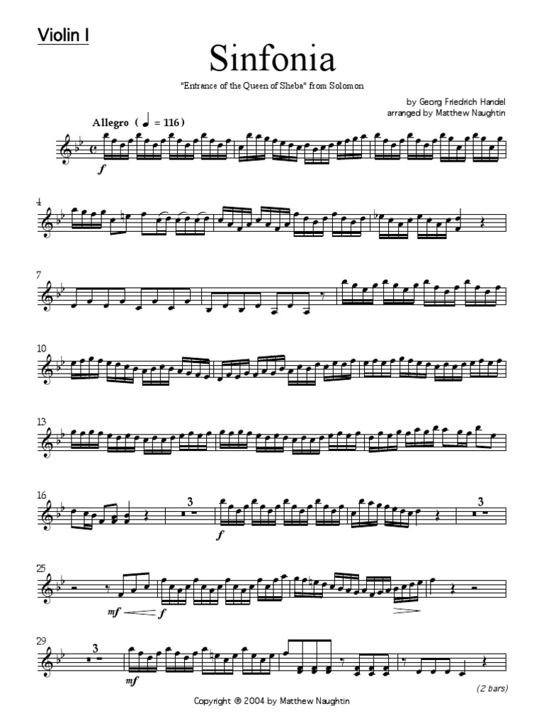 Handel Queen of Sheba V1 PDF