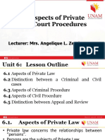 Aspects of Private Law and Court Procedures