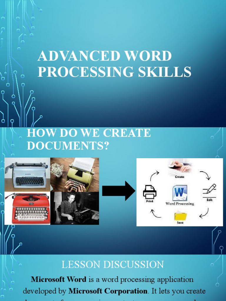Lesson 3 Advanced Word Processing Skills | Download Free PDF ...