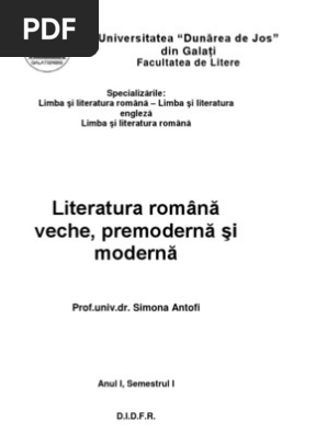 Literatura Romana Veche Antofi S