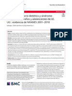 Dietary Inflammatory Index and Metabolic Syndrome in US Children and Adolescents Evidence From NHANES 20012018nutrition and Metabolism - En.es