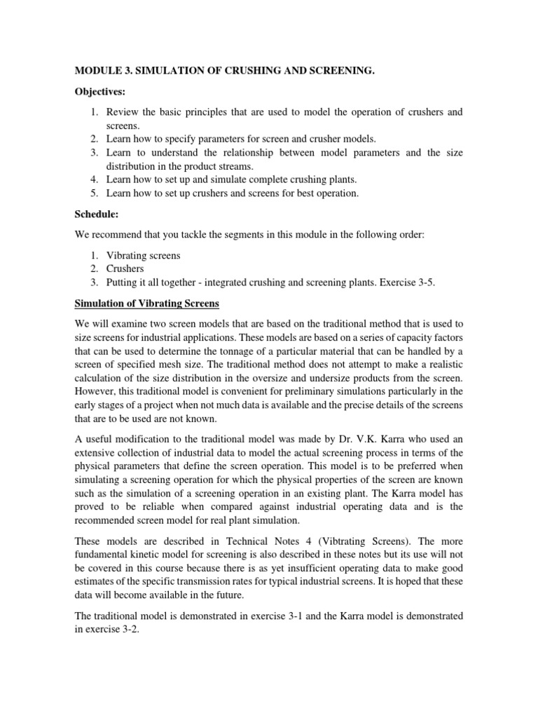 Module 3 - Simulation of Crushing and Screening | PDF | Simulation ...